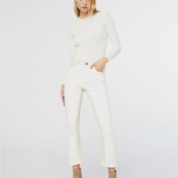FRAME Le Crop Mini Boot LCMBSM009 Cropped Jeans White Cream Women’s Size 26 $265 - Picture 1 of 8